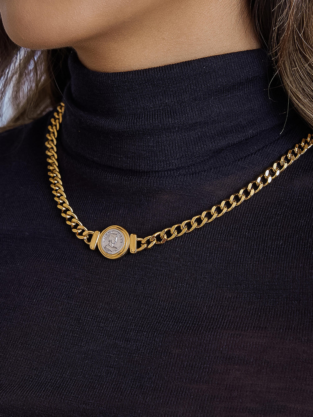 CEASAR COIN CUBAN CHAIN NECKLACE