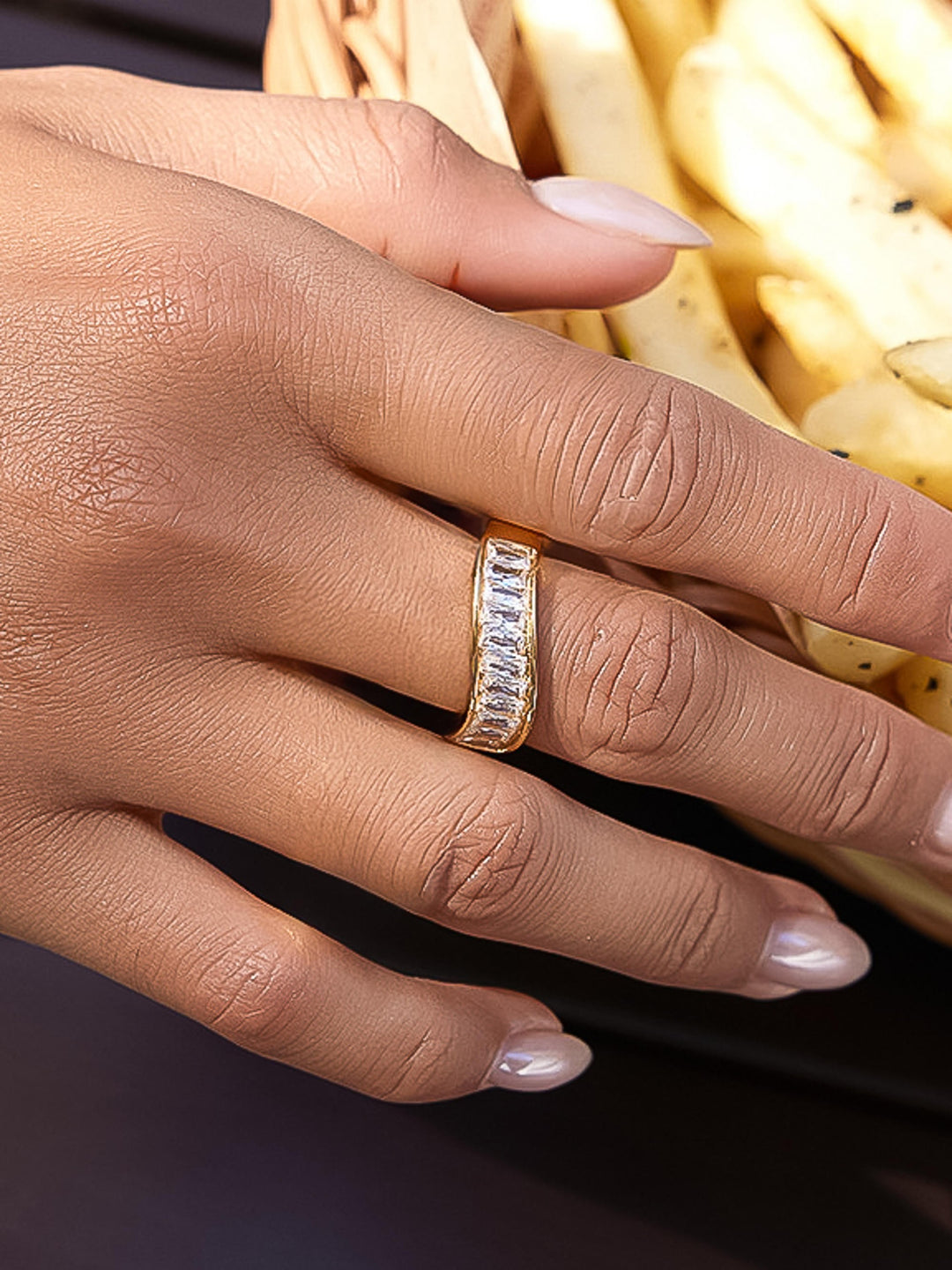 RIVIERA CZ BAGUETTE WAVE BAND RING