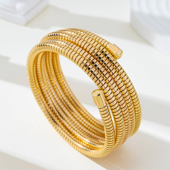 Gold Coil Snake Chain Wrap Bracelet