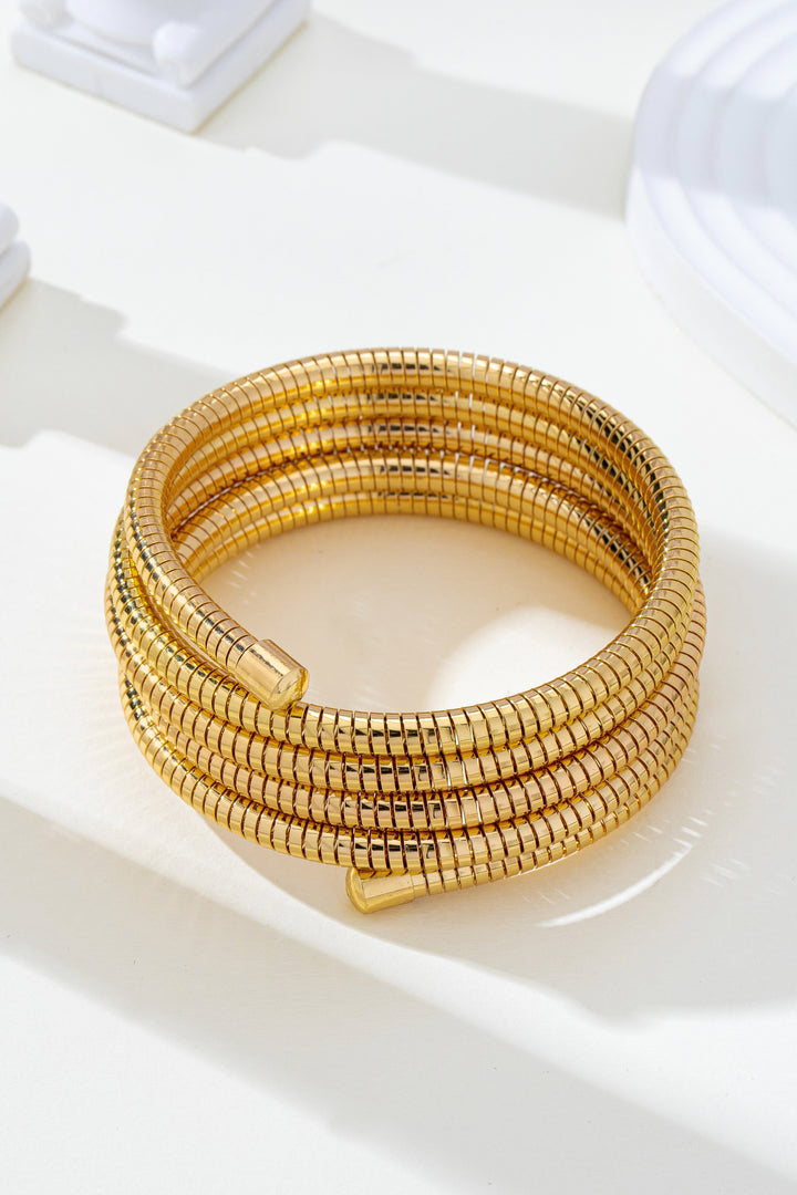 Gold Coil Snake Chain Wrap Bracelet