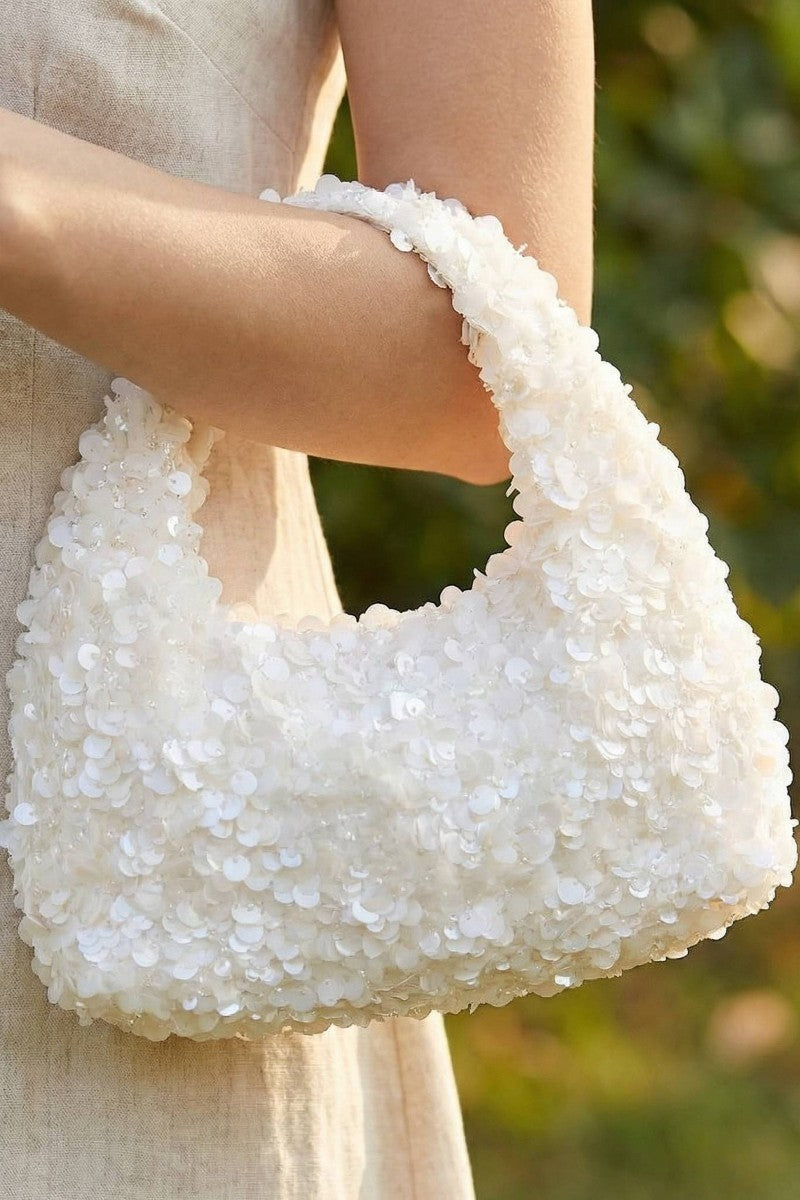 The White Sequin Hobo Bag