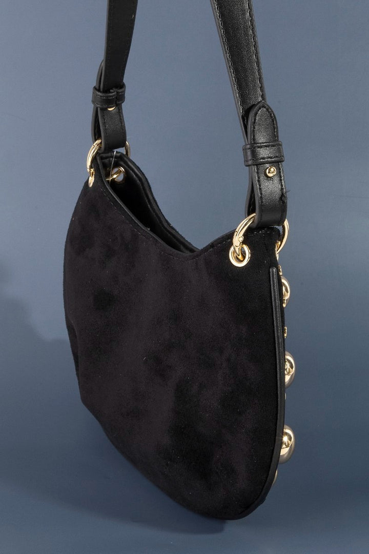 The Gold Stud Suede Hobo Bag