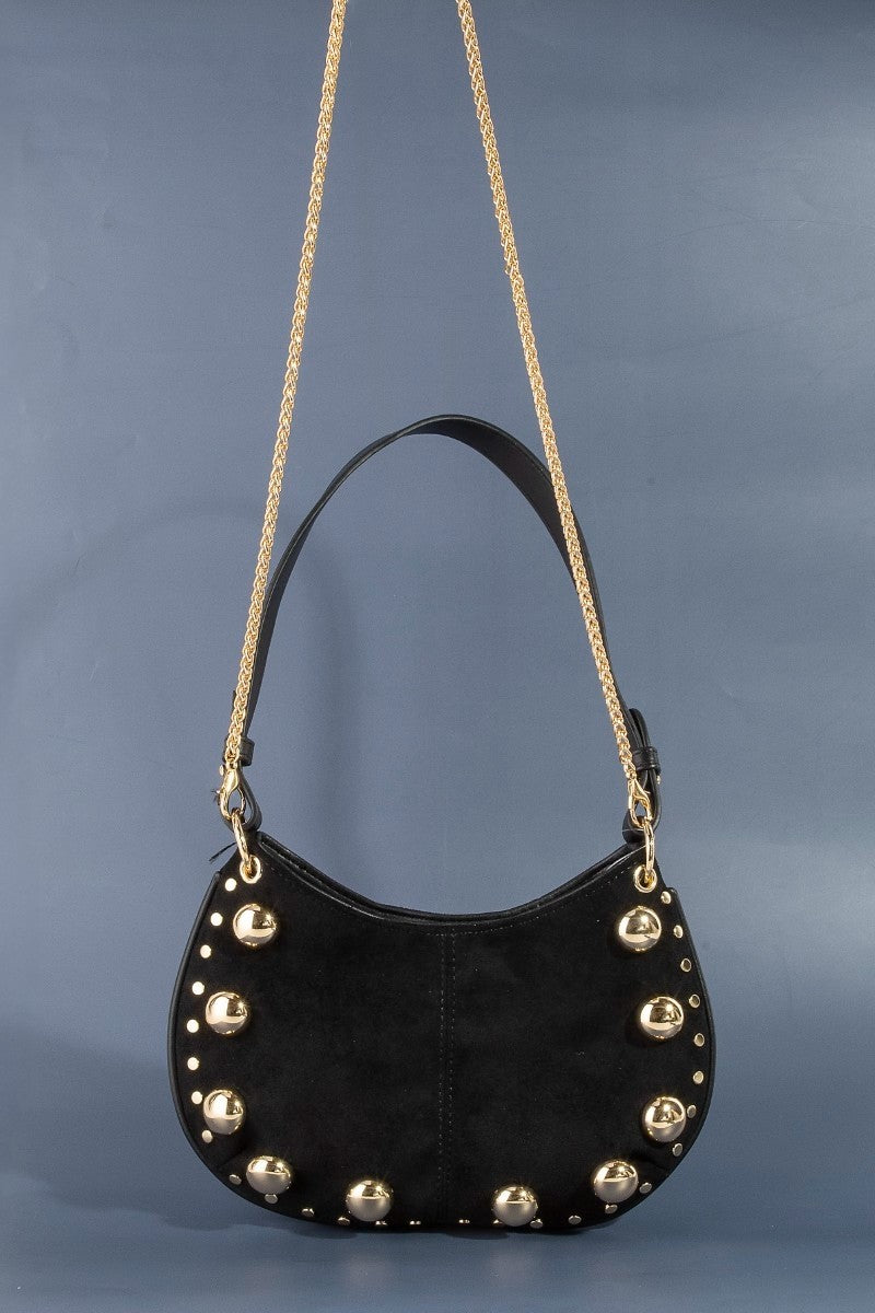 The Gold Stud Suede Hobo Bag