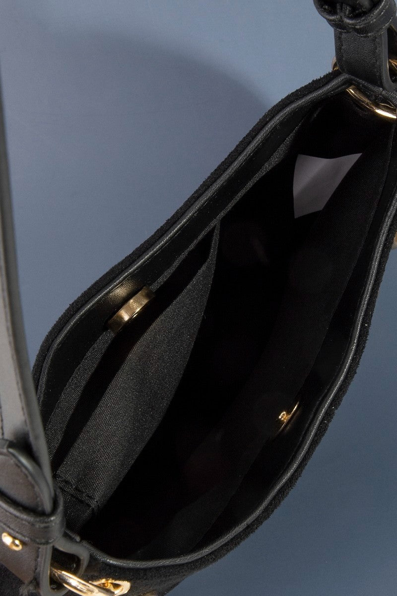 The Gold Stud Suede Hobo Bag