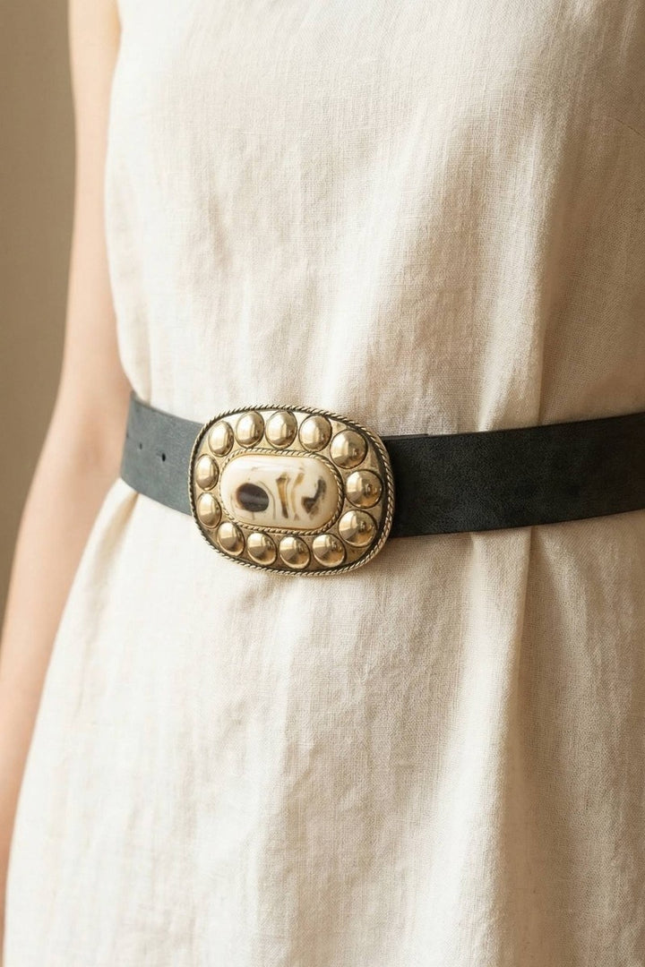 Maverick Concho Buckle Suede Belt