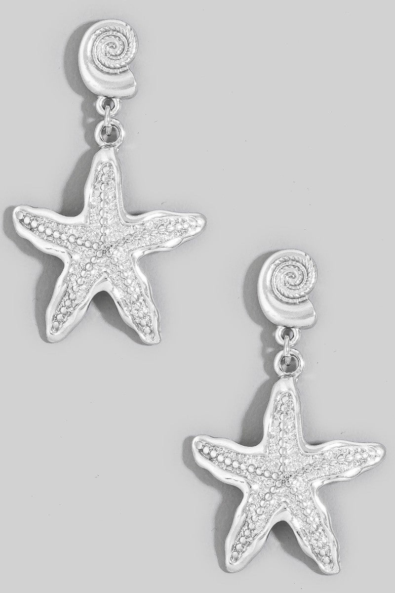 TIDAL SPIRAL SHELL STARFISH EARRING