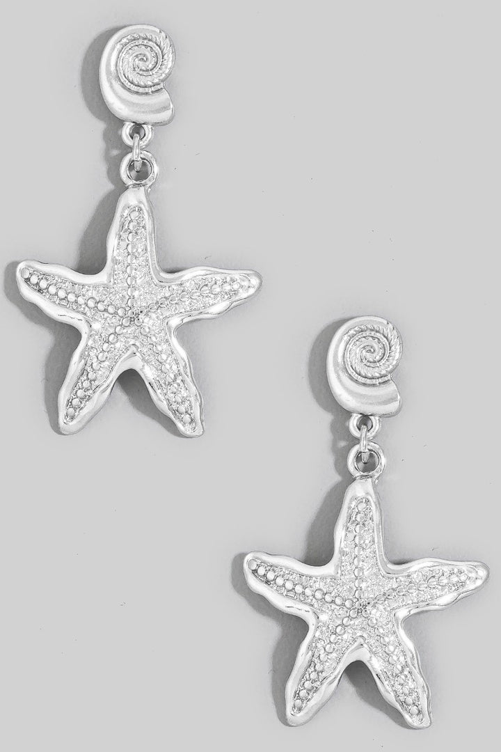 TIDAL SPIRAL SHELL STARFISH EARRING