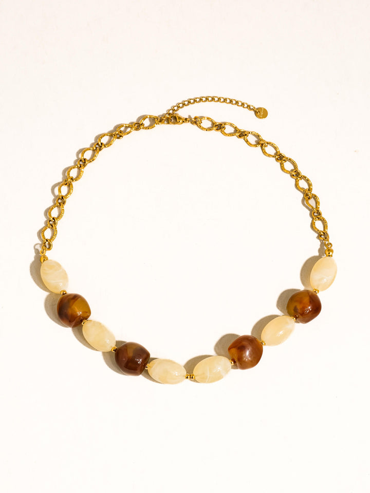 18K Gold Two-Tone Resin Bead Statement Necklace