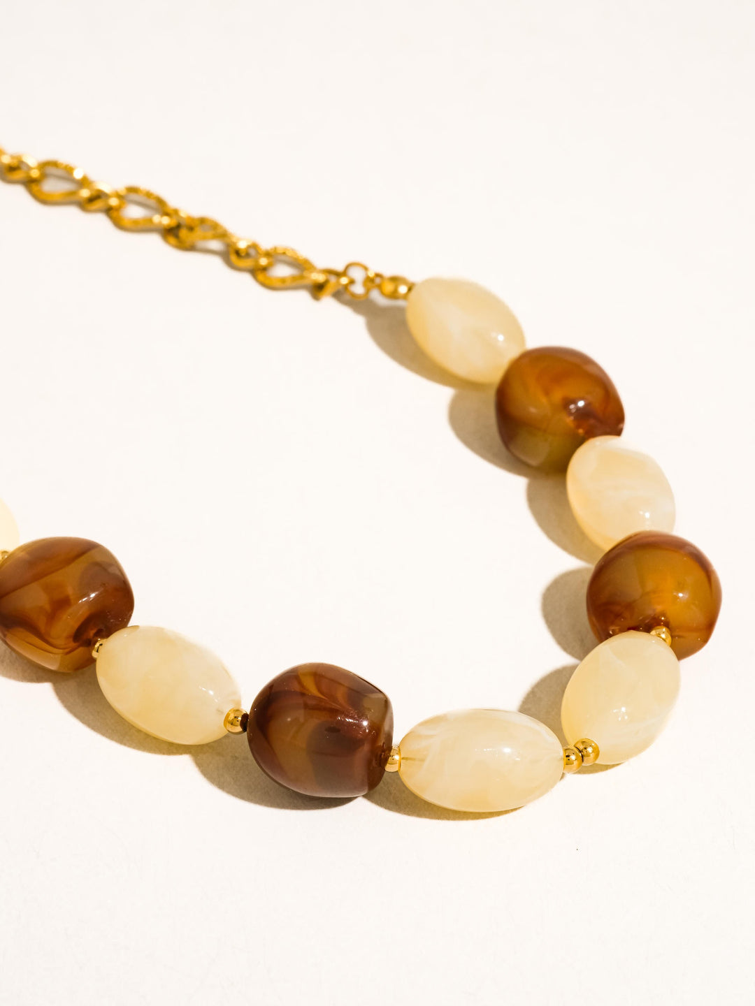 18K Gold Two-Tone Resin Bead Statement Necklace