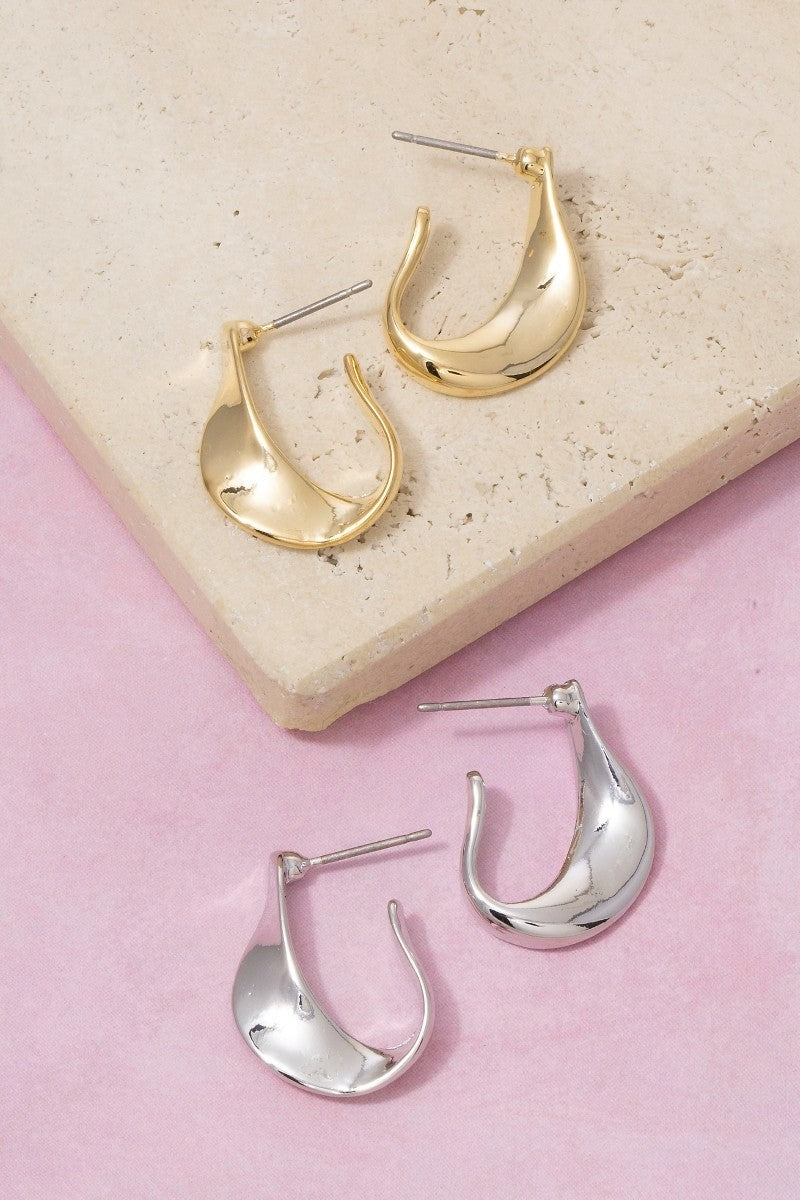 Molten Teardrop Open Hoop Earrings