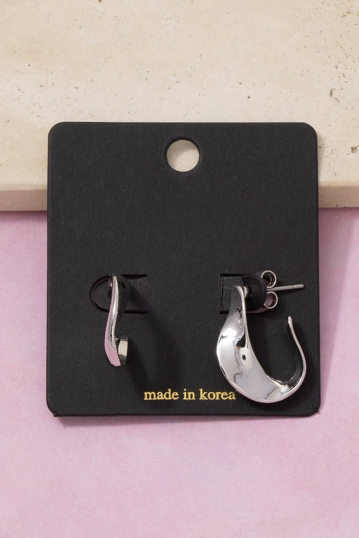 Molten Teardrop Open Hoop Earrings