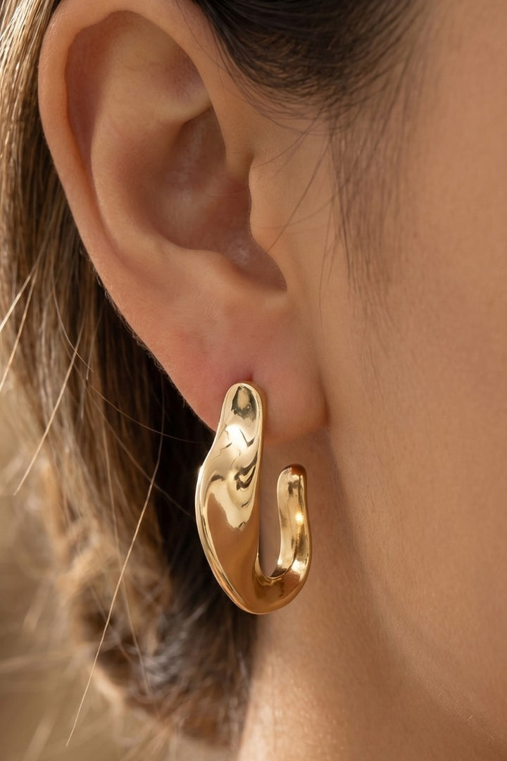Molten Teardrop Open Hoop Earrings