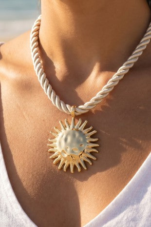 The Pearl Sun Rope Cord Necklace