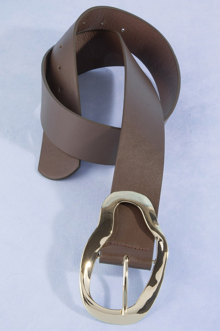 Hammered Organic Buckle Vegan Leather Belt