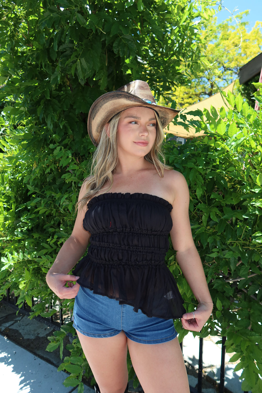 Rebel Ruffled Tube Top - Black