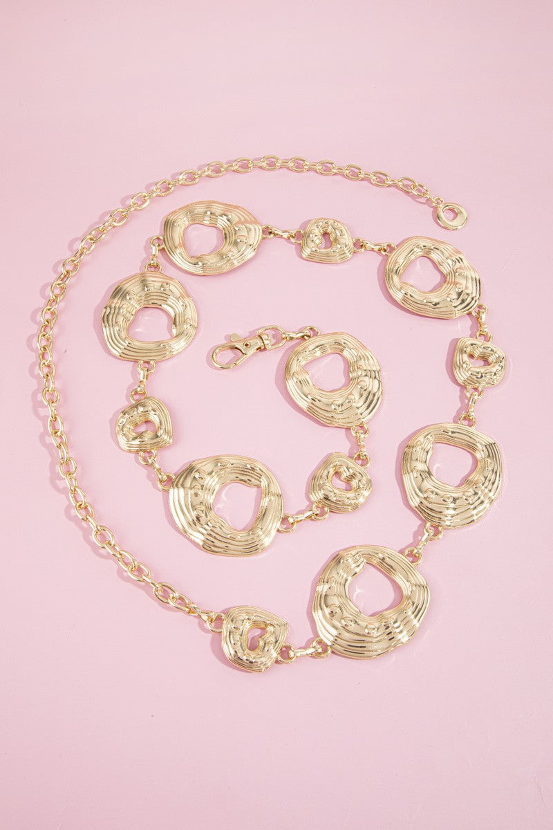 Hammered Open Ring Gold Chain Belt