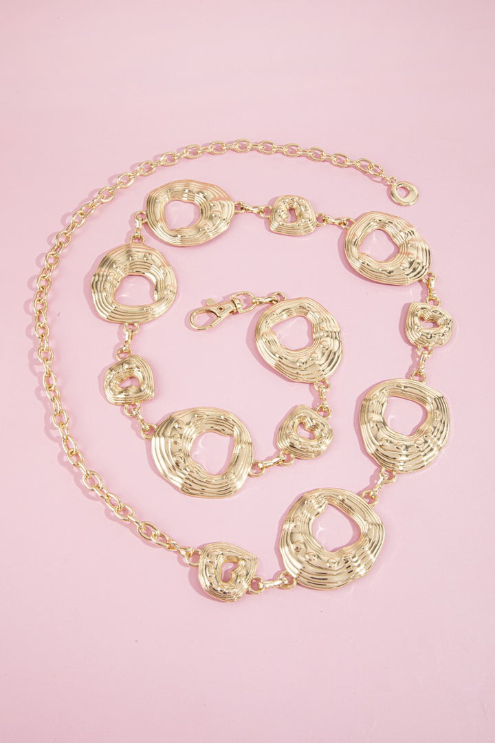 Hammered Open Ring Gold Chain Belt