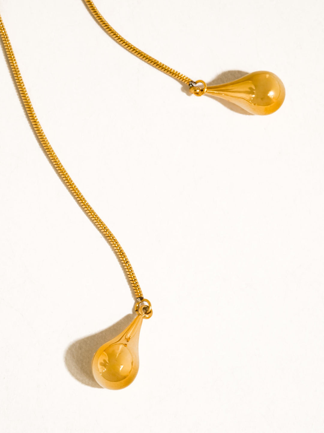 18K Gold Adjustable Lariat Teardrop Drop Necklace