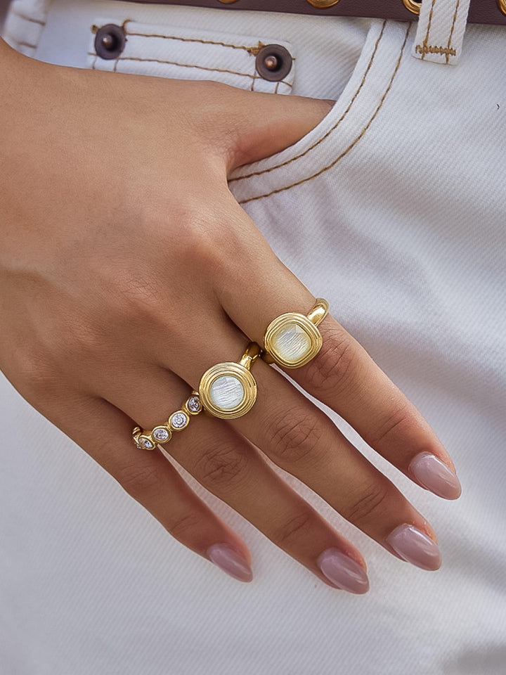 18K Gold Moonstone Cushion Square Adjustable Ring