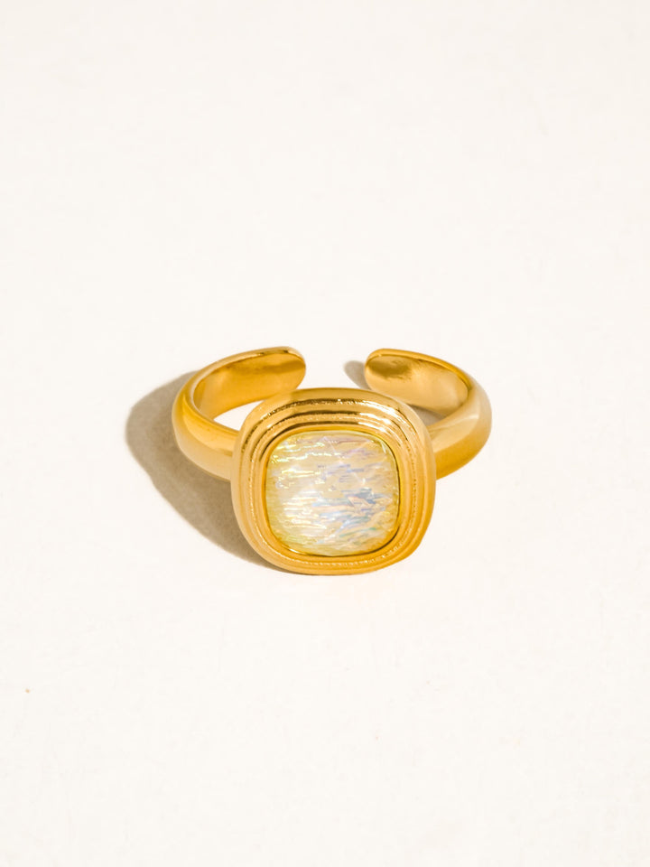 18K Gold Moonstone Cushion Square Adjustable Ring