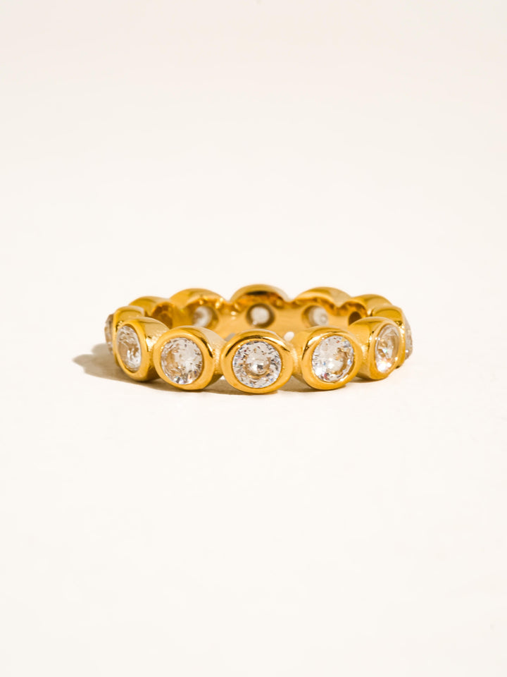 18K Gold Bezel CZ Eternity Ring