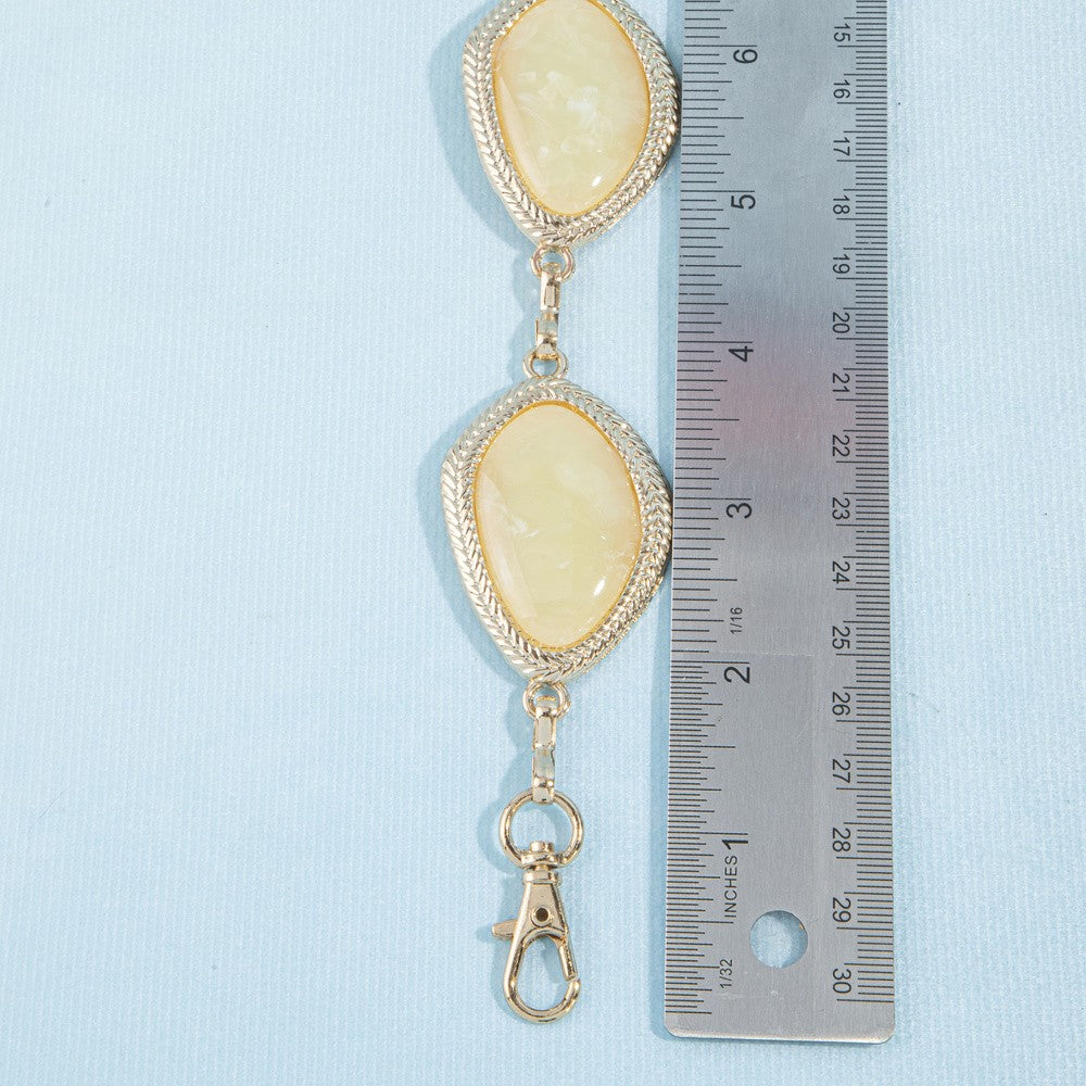 Cream Marble Oval Cabochon Rope Bezel Chain Belt
