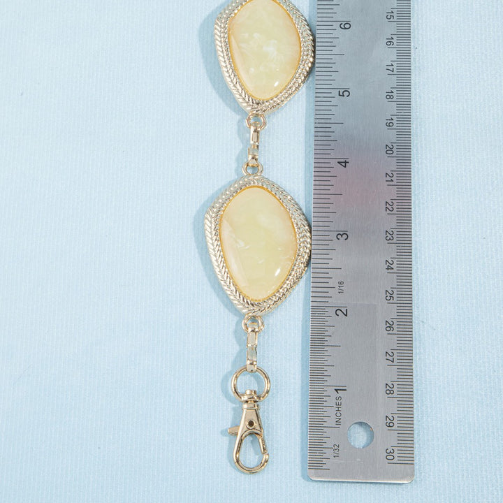 Cream Marble Oval Cabochon Rope Bezel Chain Belt