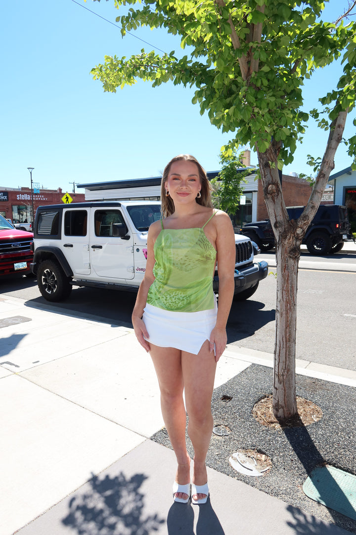 Botanical Orchid Mesh Cami Top