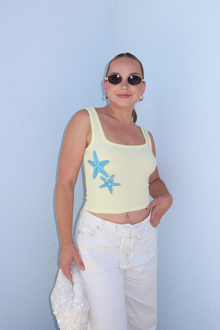 The Elin Starfish Beaded Ribbed Tank
