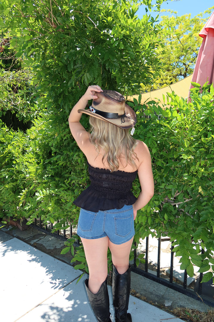 Rebel Ruffled Tube Top - Black