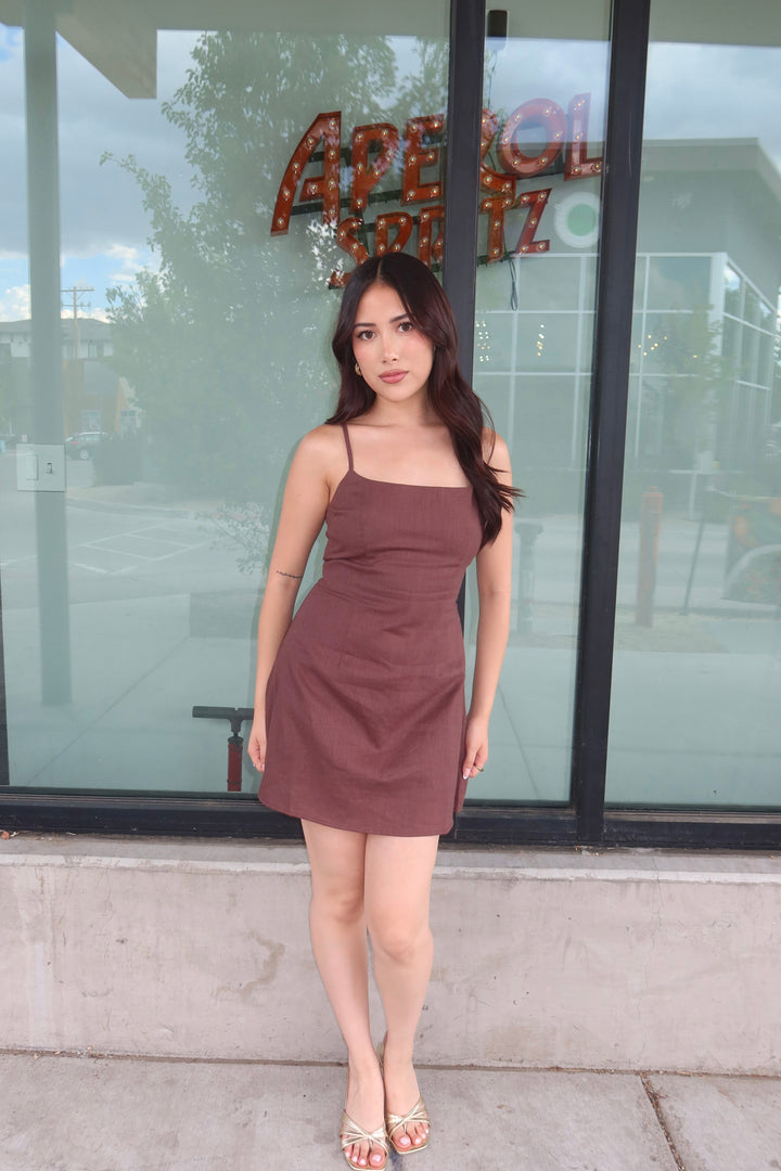The Cocoa Linen Slip Mini Dress