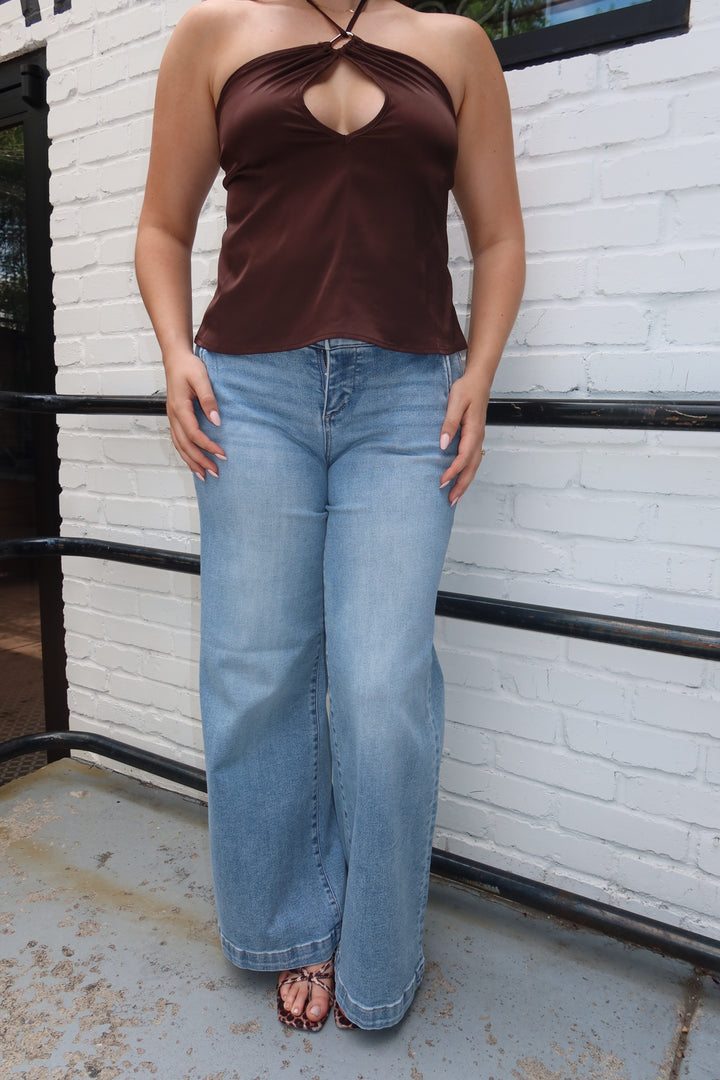 The Risen Wide Waistband Wide Leg Jean — Light Wash
