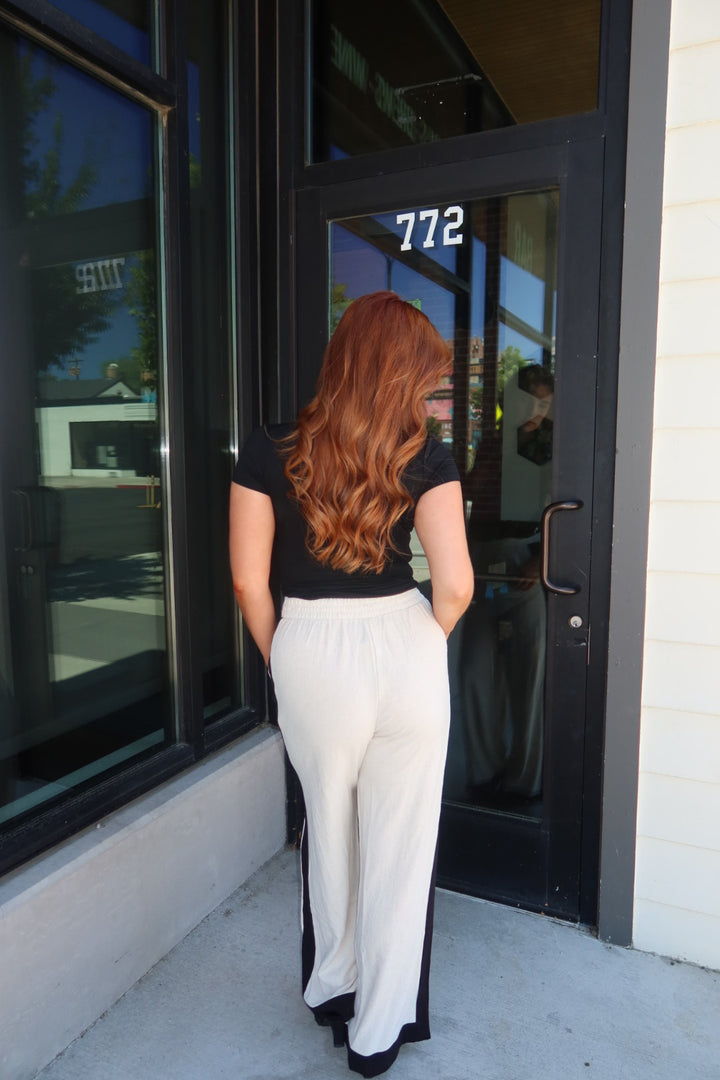 The Keerah Contrast Linen Wide Leg Pant