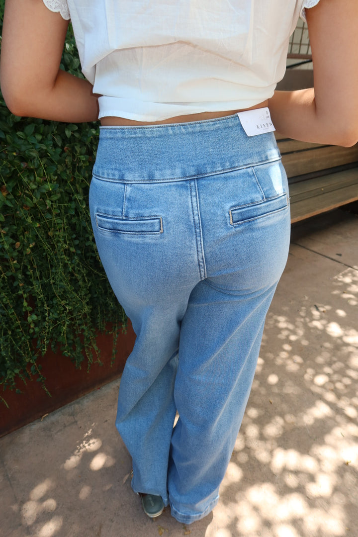 The Risen Wide Waistband Wide Leg Jean — Light Wash