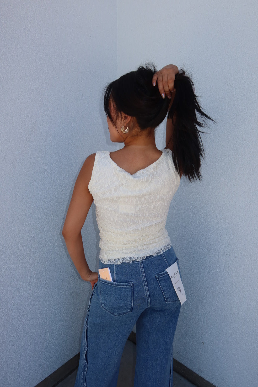 The Liorah Lace Boat Neck Top — Cream