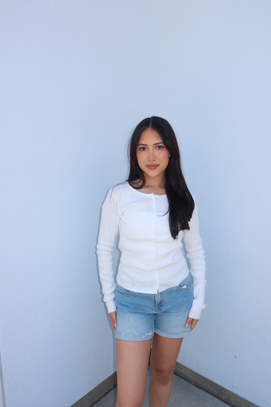 Lisa Pointelle Button Up Cardigan