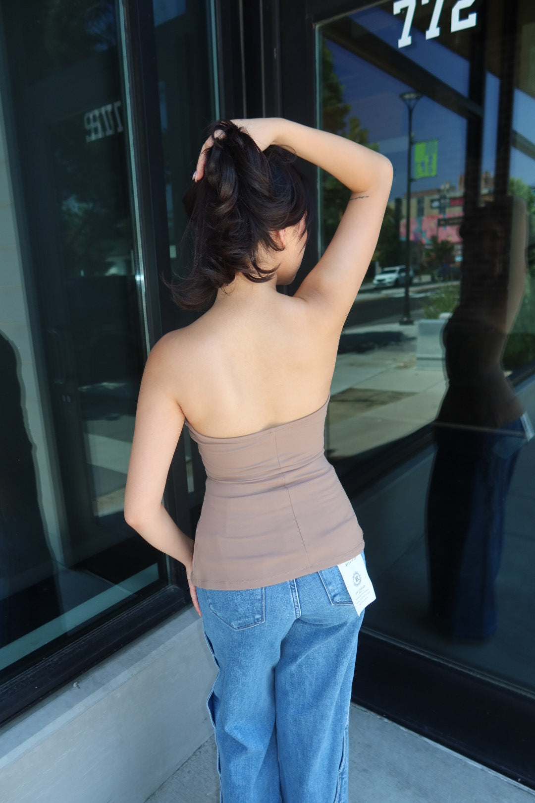 Mika Ribbed Strapless Tube Top - Taupe