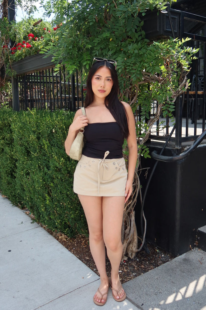 Loucia Low Waist Mini Skort - Khaki