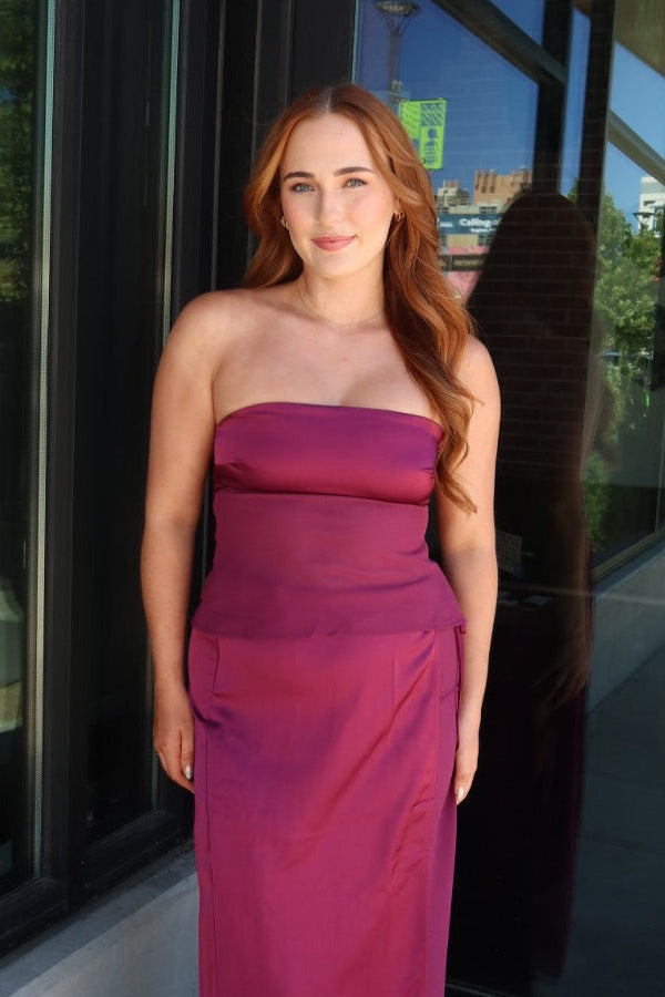 Halle Satin Chiffon Maxi Skirt