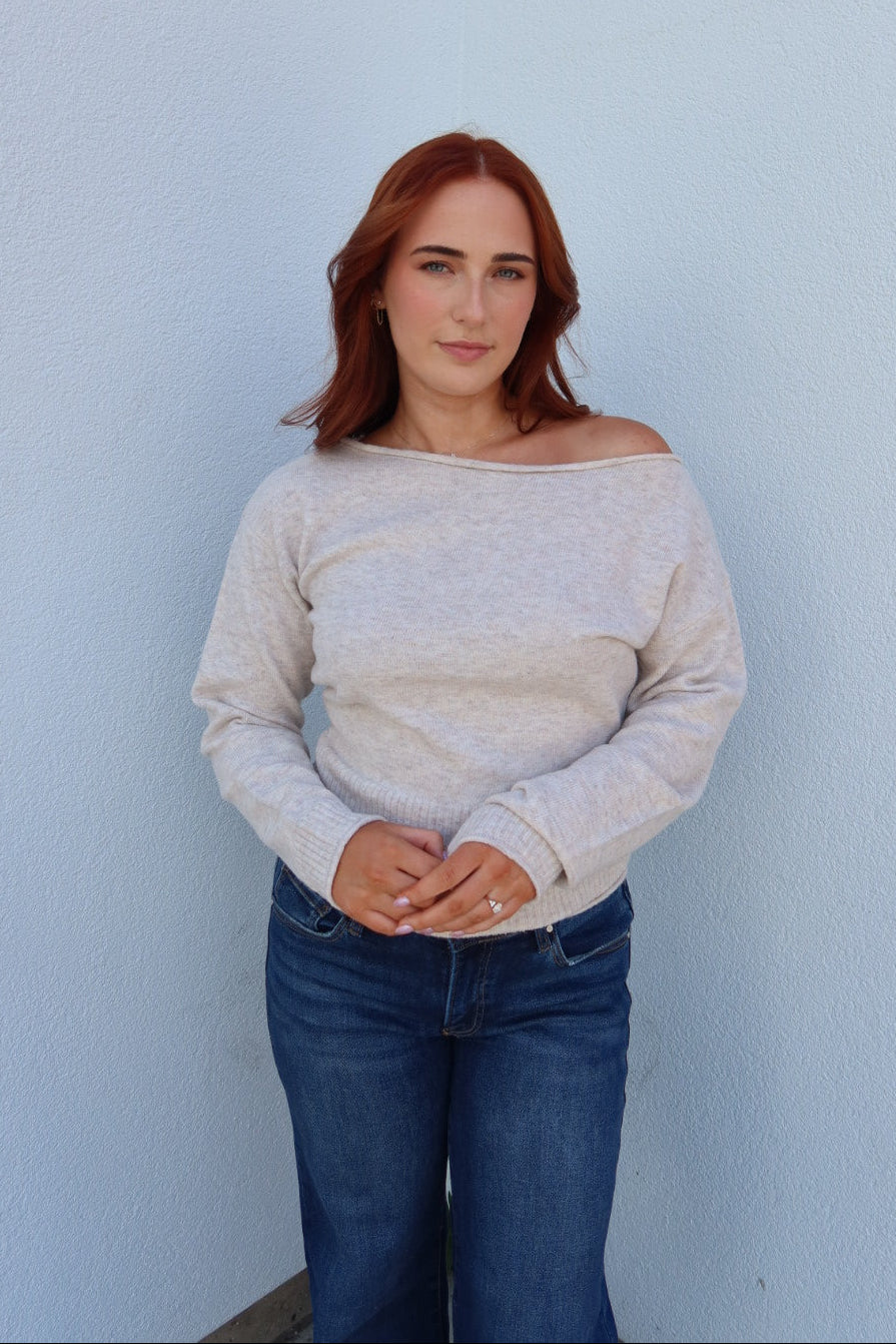 Kasper Boat Neck Sweater - Oatmeal