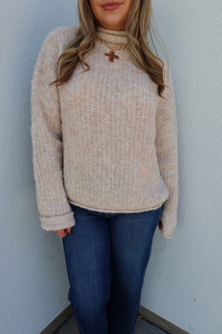 Senzo Mockneck Knit Sweater - Oatmeal