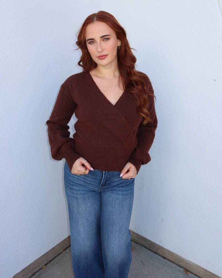 Rylie V-Neck Sweater - Brown