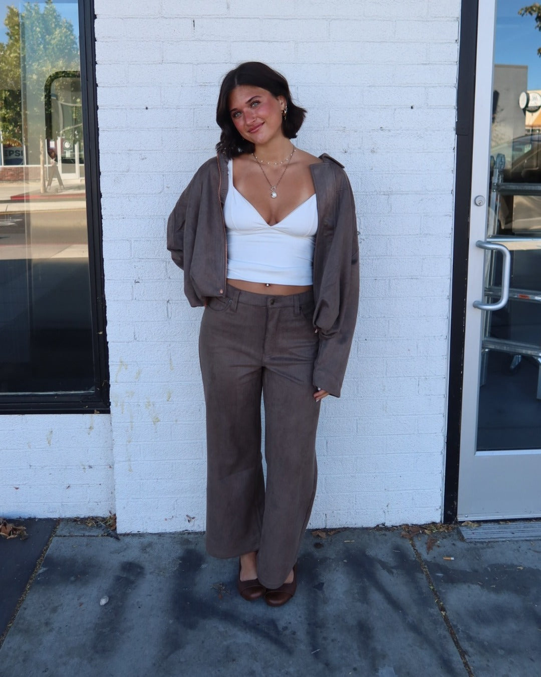 Mojave Faux Suede Wide Leg Pants