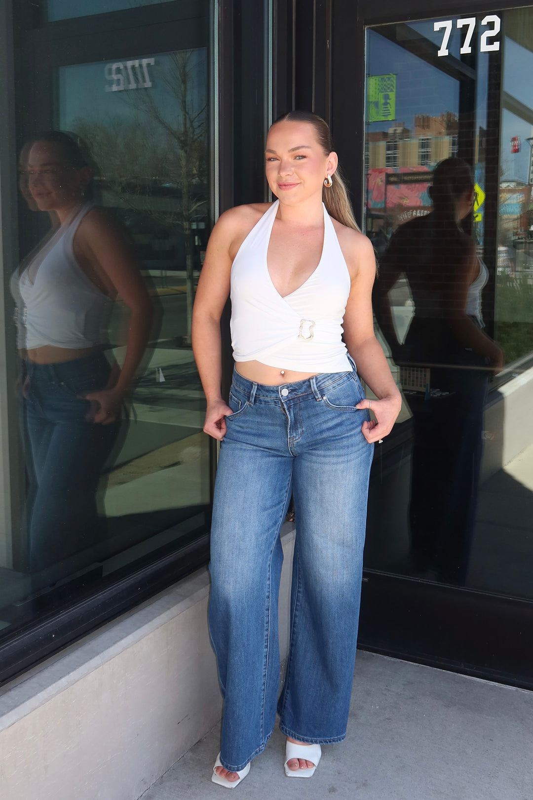 HALTER WRAP CROP TOP - WHITE