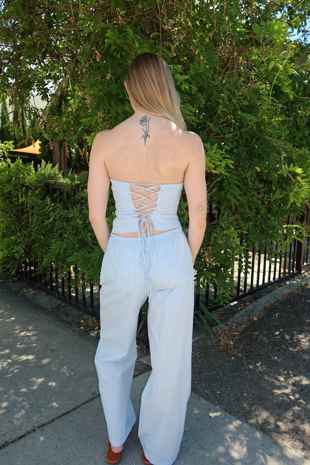 The Pinstripe Lace-Up Tube Top