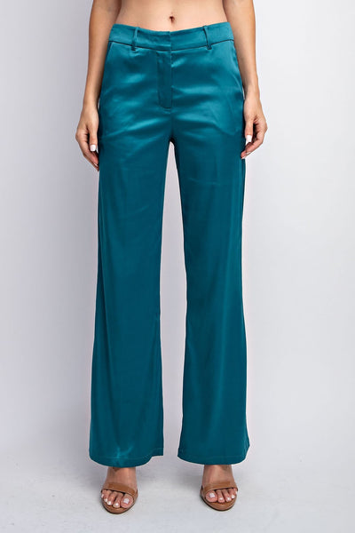 EMERALD SATIN PANTS