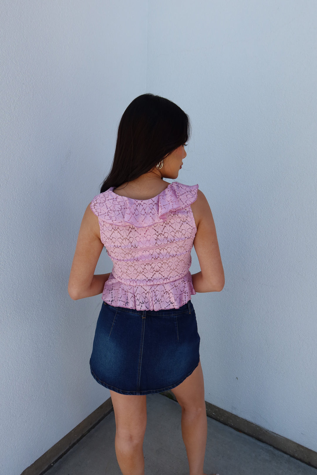 Fifi Lace Ruffle Cascade Crop Top