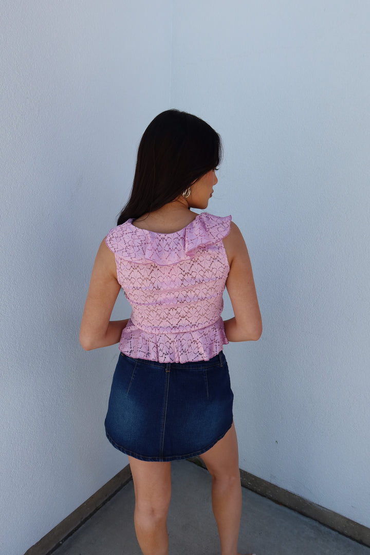 Fifi Lace Ruffle Cascade Crop Top