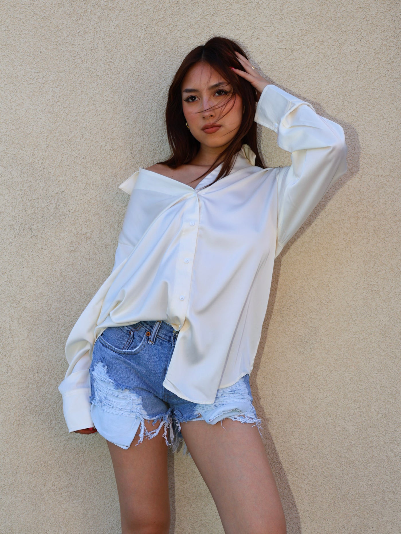 SELENE SATIN BUTTON UP