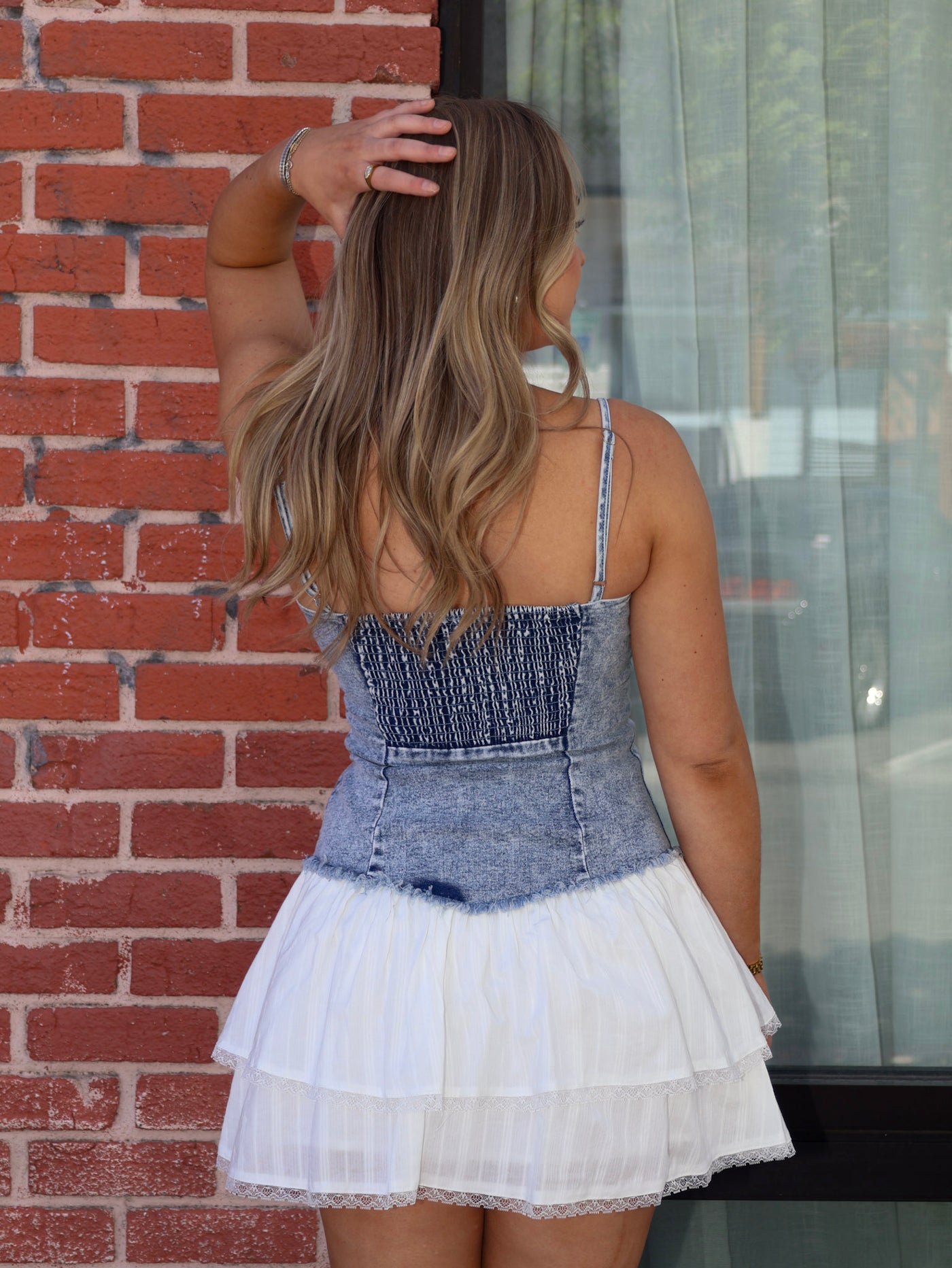 DELILAH DENIM BUSTIER MINI DRESS